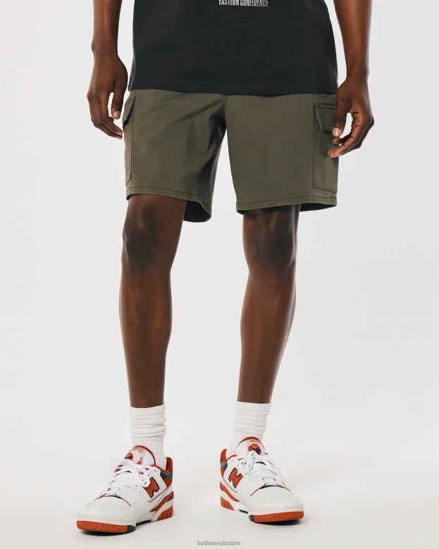 Bottoms Hollister Men Twill Cargo Jogger Shorts 7\\ 488201246 Olive